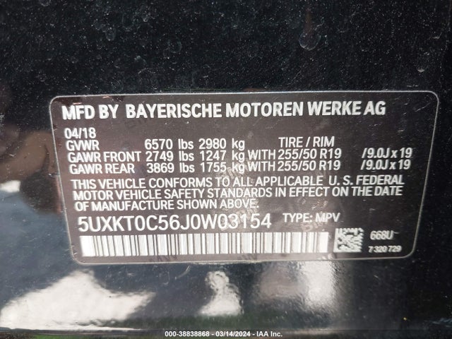 5UXKT0C56J0W03154 BMW X5 Edrive Xdrive40e Iperformance