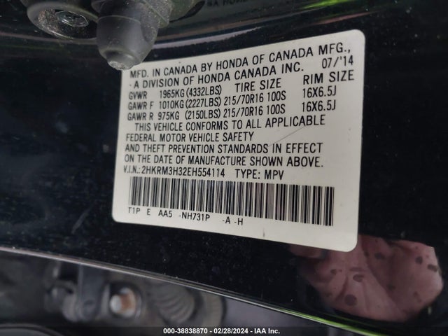 Honda CR-V LX 2014 2HKRM3H32EH554114 Image 9
