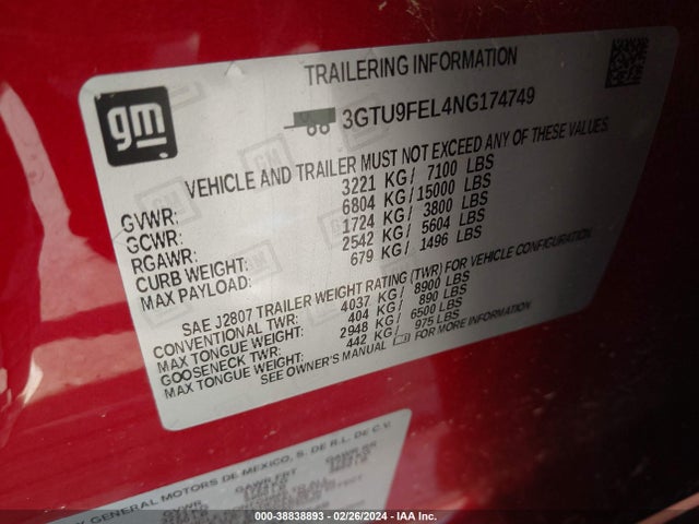 3GTU9FEL4NG174749 GMC Sierra 1500 Limited 4wd  Short Box Denali