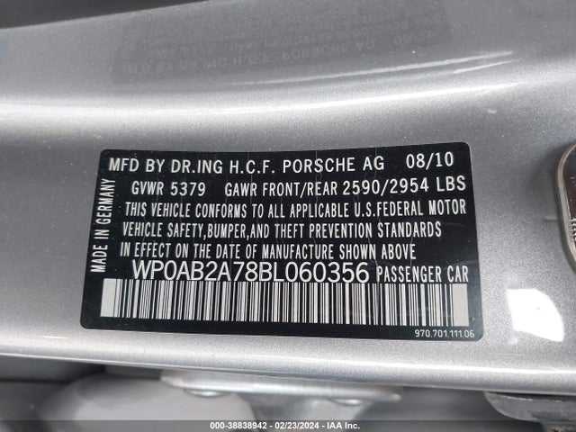 2011 PORSCHE PANAMERA WP0AB2A78BL060356 Photo 8