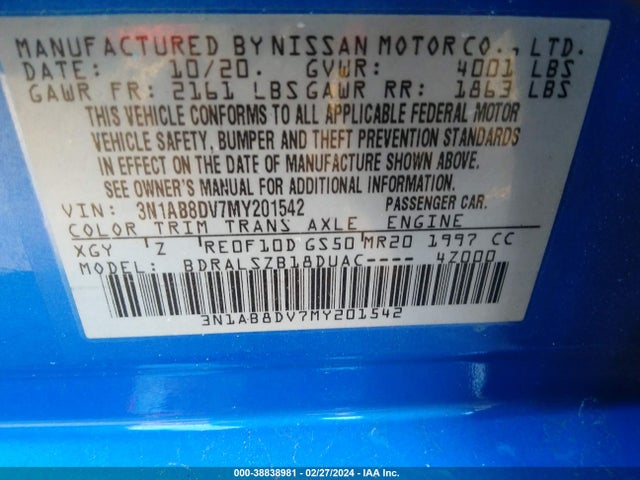Nissan Sentra Sr Xtronic Cvt 2021 3N1AB8DV7MY201542 Image 9