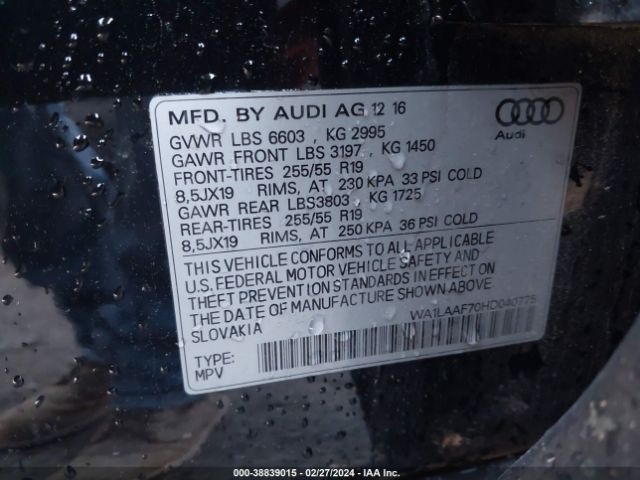 WA1LAAF70HD040775 Audi Q7 3.0t Premium