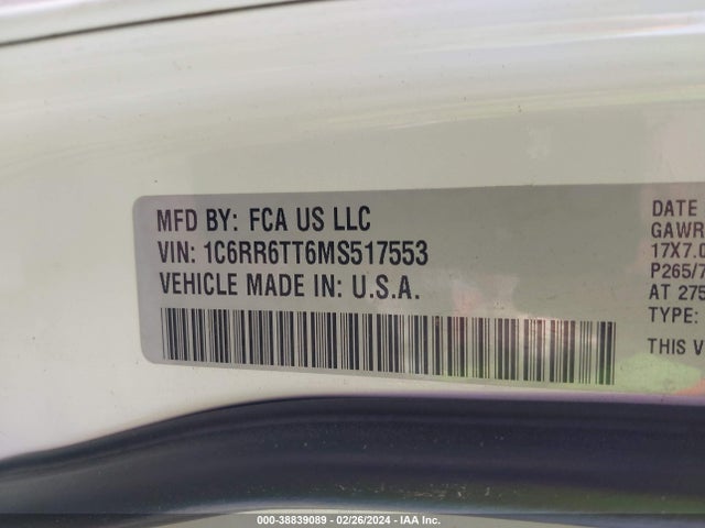 RAM 1500 Classic Slt  4x2 6'4 Box 2021 1C6RR6TT6MS517553 Image 9