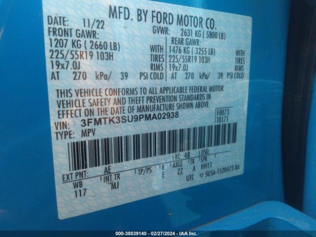 3FMTK3SU9PMA02938 Ford Mustang Mach-e Premium