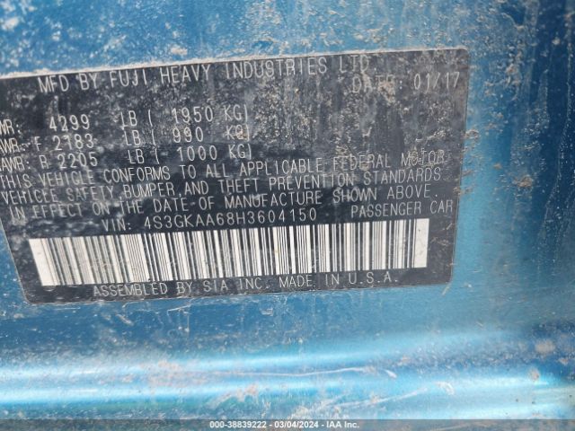 4S3GKAA68H3604150 Subaru Impreza 2.0i