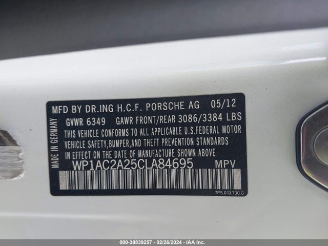 2012 PORSCHE CAYENNE WP1AC2A25CLA84695 Photo 8