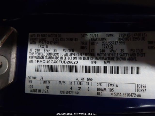 1FMCU9GX0FUB26820 Ford ESCAPE SE