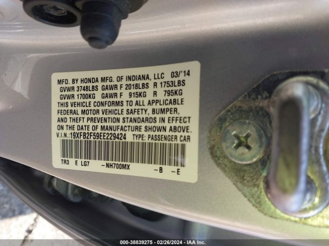 19XFB2F59EE229424 Honda Civic Lx