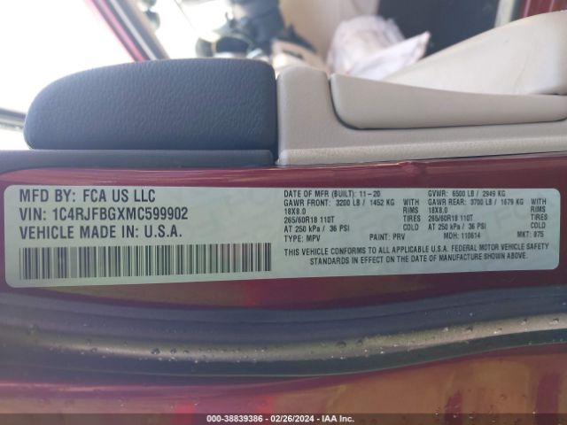 2021 JEEP GRAND CHEROKEE 1C4RJFBGXMC599902 Photo 8