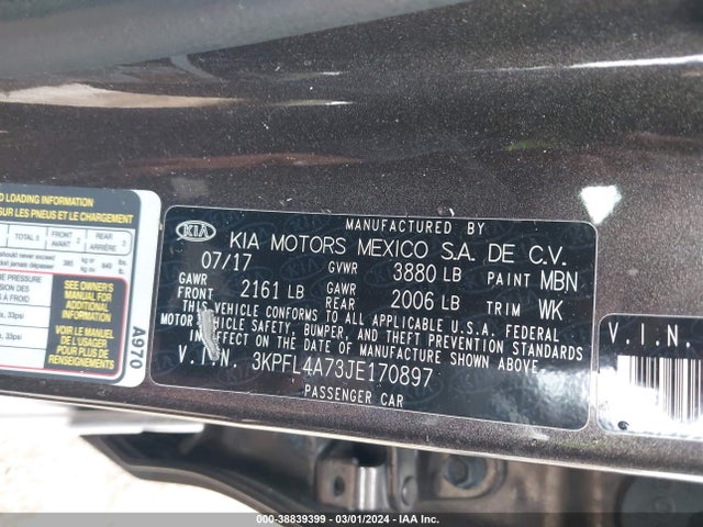 KIA FORTE LX 2018 3KPFL4A73JE170897 Image 9