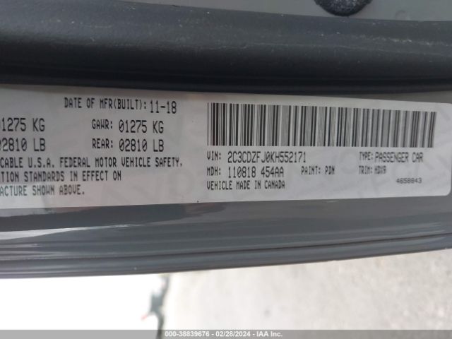 2C3CDZFJ0KH552171 Dodge Challenger R/t Scat Pack