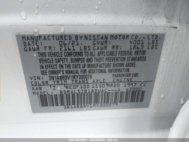 Nissan Sentra Sr Xtronic Cvt 2021 3N1AB8DV1MY300079 Image 9