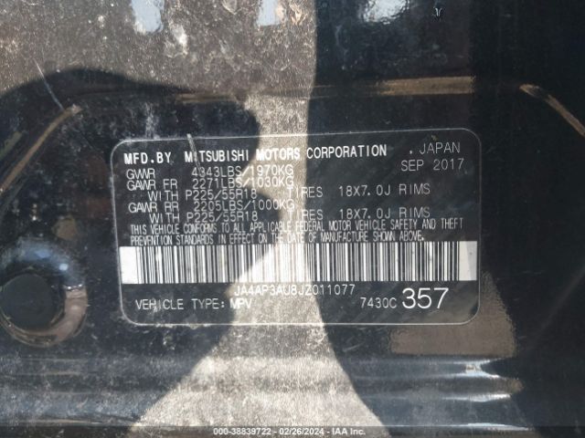 JA4AP3AU8JZ011077 Mitsubishi Outlander Sport 2.0 Es