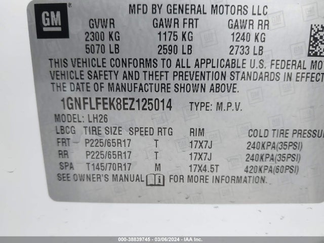 Chevrolet EQUINOX 1LT 2014 1GNFLFEK8EZ125014 Image 9