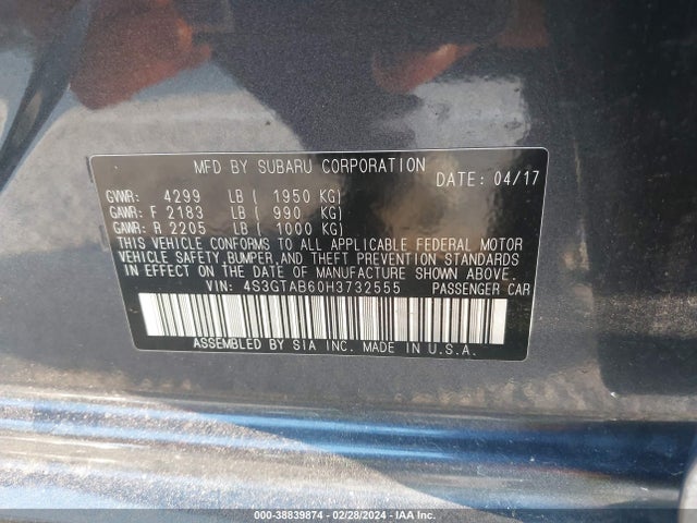 4S3GTAB60H3732555 Subaru Impreza 2.0i Premium