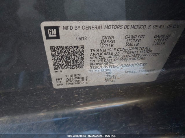 Chevrolet Silverado 1500 2lt 2018 3GCUKREC5JG409837 Image 9