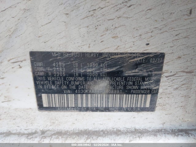 4S3GKAA68H3608991 Subaru Impreza 2.0i