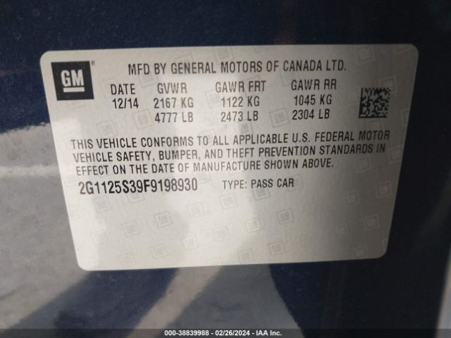 2G1125S39F9198930 Chevrolet Impala 2lt