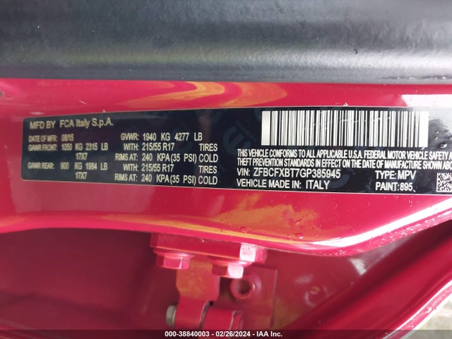 2016 FIAT 500X ZFBCFXBT7GP385945 Photo 8