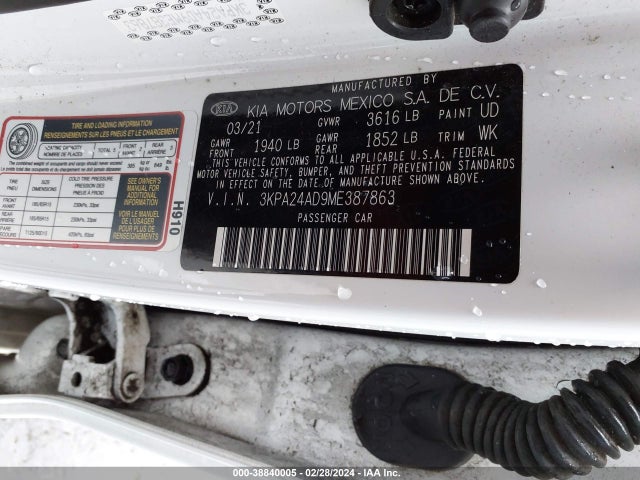 KIA RIO LX/S 2021 3KPA24AD9ME387863 Image 9