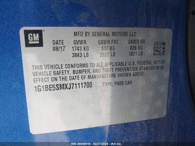 Chevrolet Cruze Lt Auto 2018 1G1BE5SMXJ7111700 Image 9
