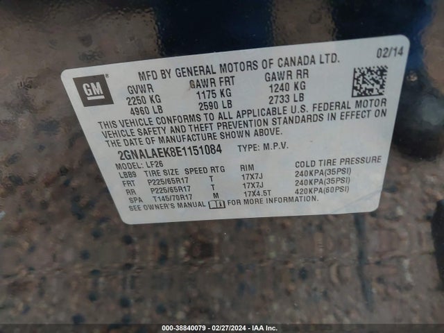 Chevrolet EQUINOX LS 2014 2GNALAEK8E1151084 Image 9