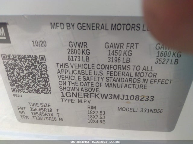 Chevrolet Traverse Fwd Ls 2021 1GNERFKW3MJ108233 Image 9