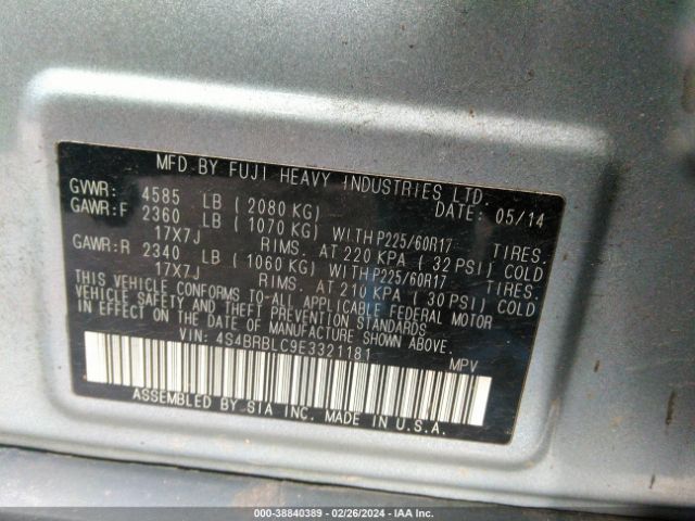 4S4BRBLC9E3321181 Subaru Outback 2.5i Limited
