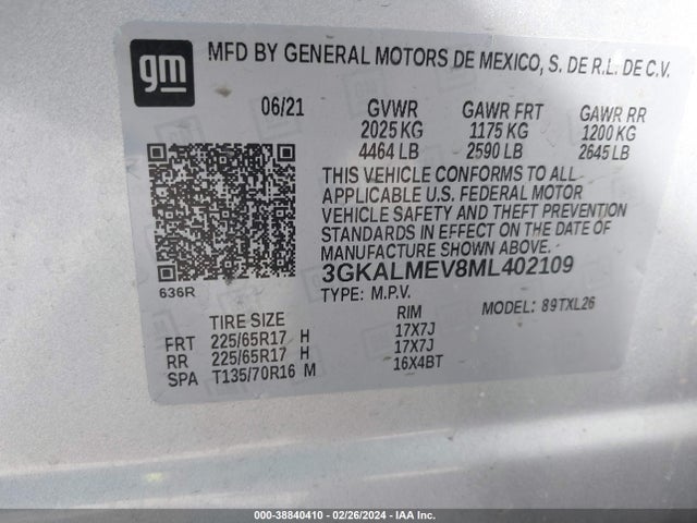 3GKALMEV8ML402109 GMC Terrain Fwd Sle