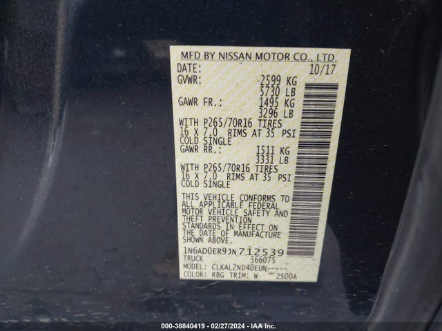 Nissan Frontier Sv 2018 1N6AD0ER9JN712539 Image 9