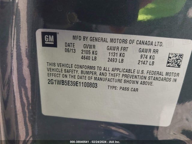 Chevrolet Impala Limited Lt 2014 2G1WB5E39E1100803 Image 9