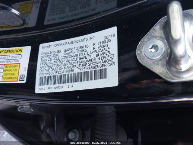1HGCV1F32JA170959 Honda Accord Sport