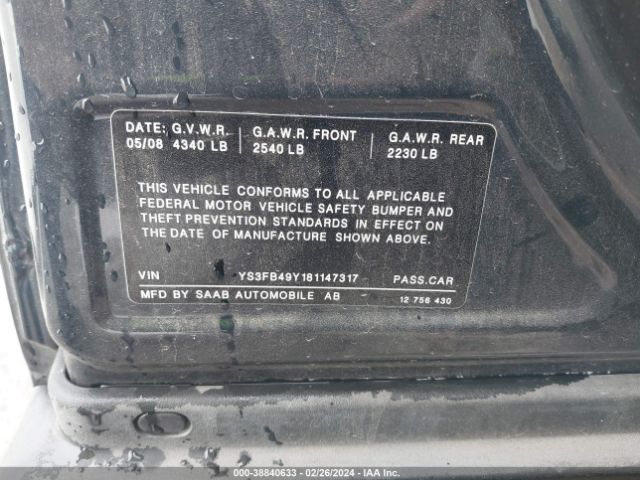 2008 SAAB 9-3 YS3FB49Y181147317 Photo 8