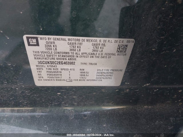Chevrolet Silverado 1500 2lz 2014 3GCUKSEC2EG463982 Image 9