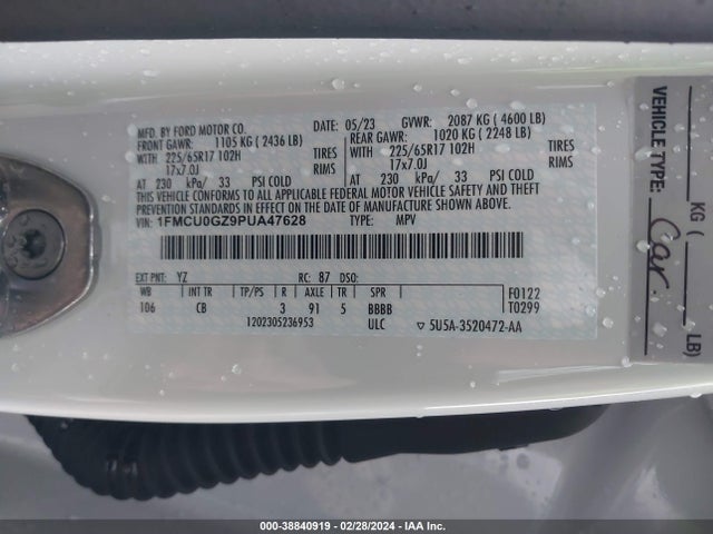 Ford Escape Active 2023 1FMCU0GZ9PUA47628 Image 9
