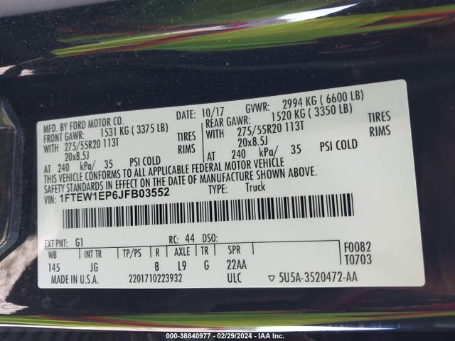 Ford F-150 Xl 2018 1FTEW1EP6JFB03552 Image 9