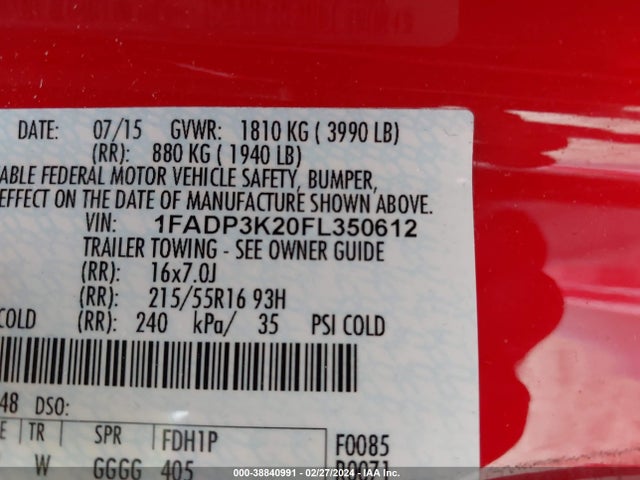 Ford FOCUS SE 2015 1FADP3K20FL350612 Image 9