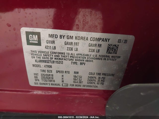 KL4MMBS27LB115312 Buick Encore Gx Fwd Preferred