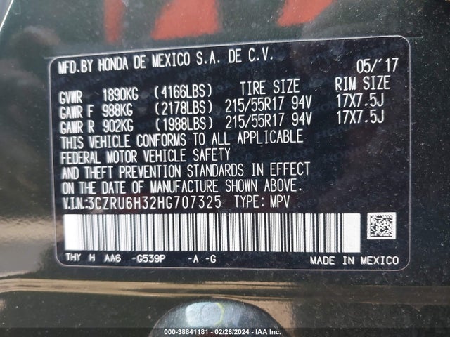 Honda HR-V LX 2017 3CZRU6H32HG707325 Image 9