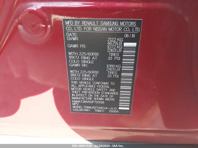 Nissan Rogue Sl 2016 KNMAT2MV6GP710518 Image 9