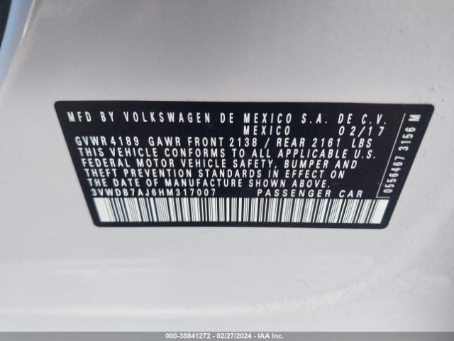 3VWDB7AJ6HM317007 Volkswagen Jetta 1.4t Se