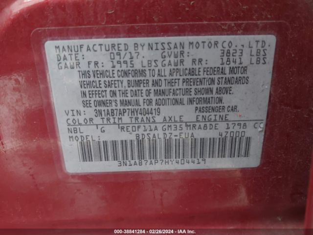 3N1AB7AP7HY404419 Nissan SENTRA SV