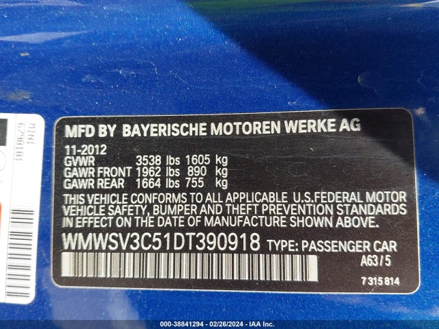 2013 MINI HARDTOP WMWSV3C51DT390918 Photo 8