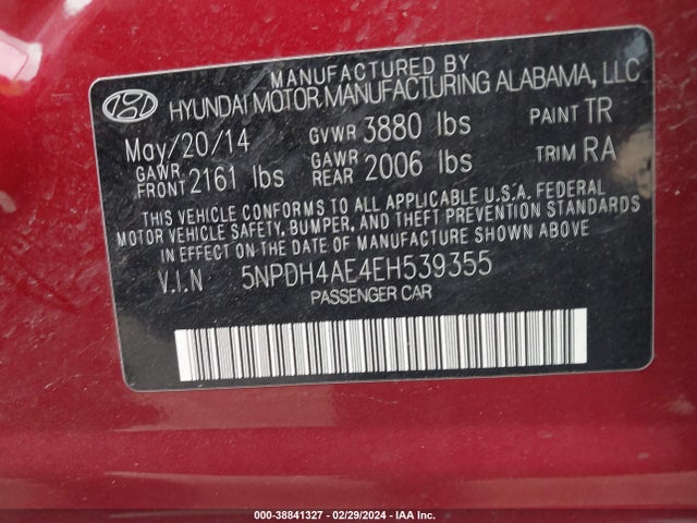 Hyundai dohc mpi nu 2014 5NPDH4AE4EH539355 Image 20