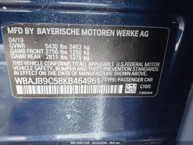 BMW M550i Xdrive 2019 WBAJB9C58KB464961 Image 9