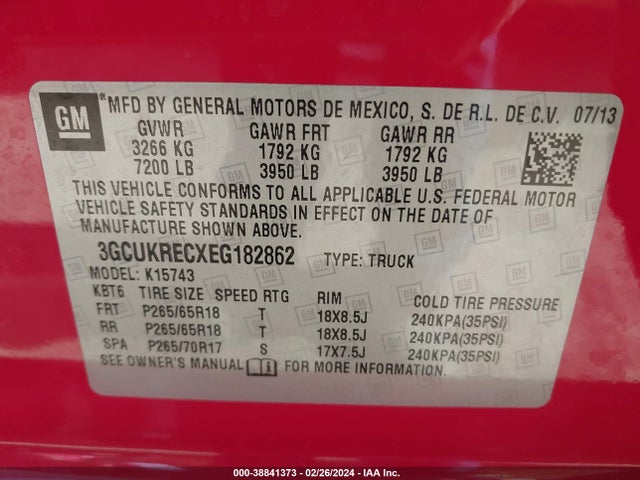 Chevrolet Silverado 1500 2lt 2014 3GCUKRECXEG182862 Image 9