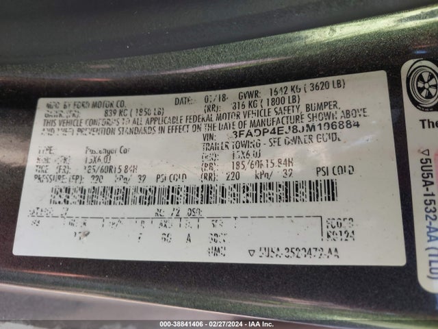 Ford FIESTA SE 2018 3FADP4EJ8JM106884 Image 9