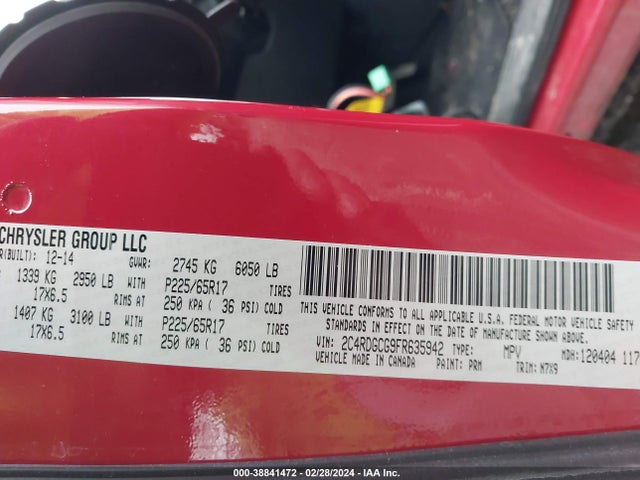 Dodge Grand Caravan Sxt 2015 2C4RDGCG9FR635942 Image 9