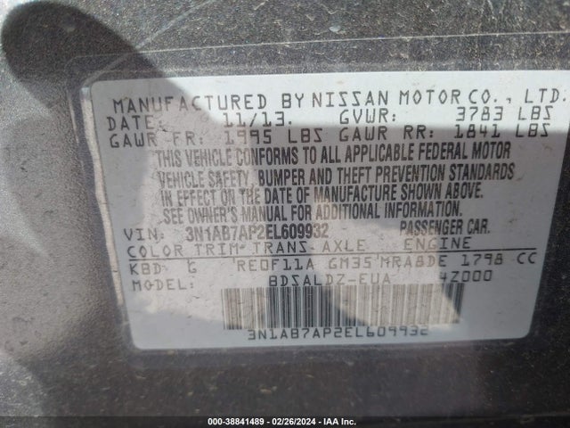 Nissan SENTRA SV 2014 3N1AB7AP2EL609932 Image 9