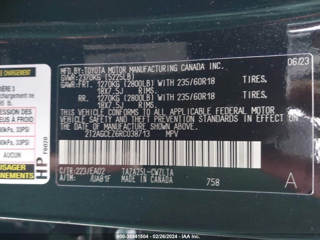 2T2AGCEZ6RC038713 Lexus NX 350